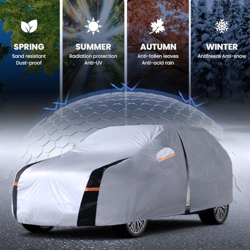 Image of SUV Cover 100% Waterproof All Weather, 10 Layers Outdoor Car Covers for Automobiles - Sun & Rain Protector. Custom Fit Highlander, Honda Pilot, GMC Acadia, Pathfinder, Atlas, etc. S3 (See Size Chart)