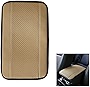 Ajxn 1 PC Center Console Armrest Pad, Four Seasons Universal Armrest Box Mat, Fiber Leather Embossing Waterproof Armrest Cover, Suitable for Most Vehicles, SUVs, Trucks Auto Interiors (Beige)
