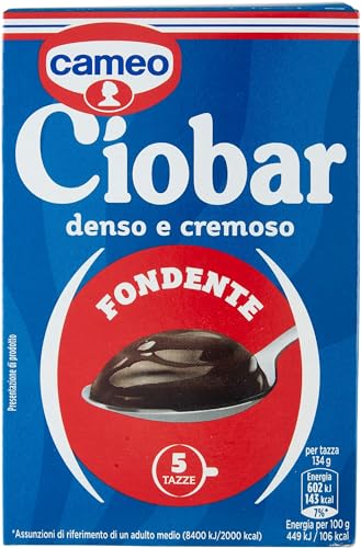 Cameo Ciobar Fondente Cioccolata Calda, Preparato per Bevanda al Gusto Cioccolato Fondente Denso e Cremoso per 5 Tazze, Adatto alla Preparazione Vegana, Confezione da 5 Buste da 23 g, 115 g