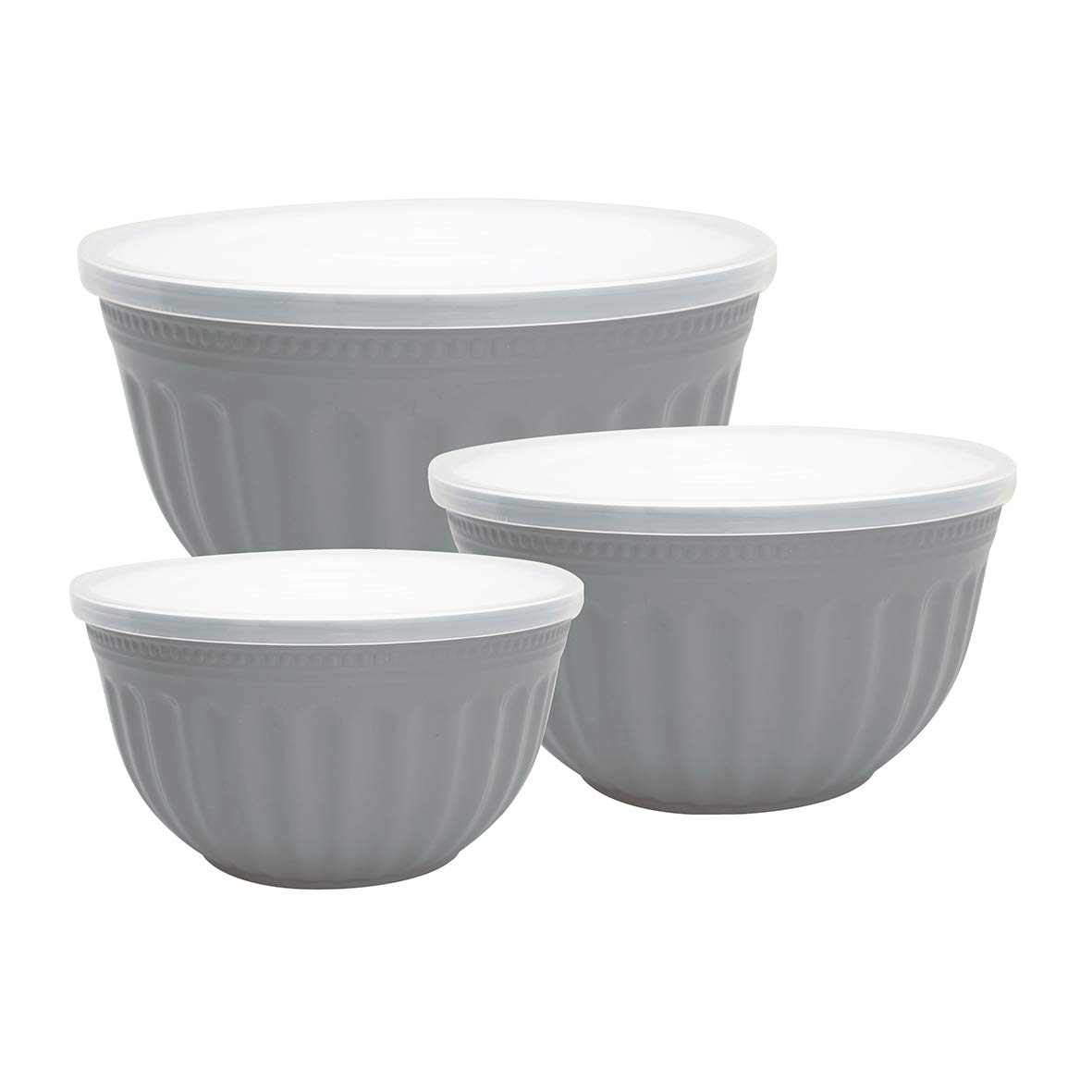 GreenGate - Schüssel mit Deckel - Alice - Kunststoff - grau - 3er Set