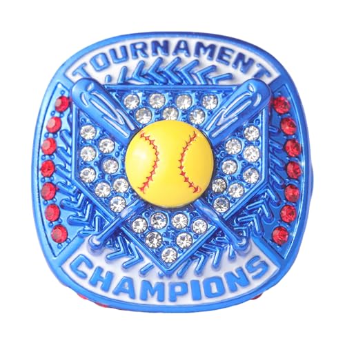 Image of 12 pcs Pack Metallic Colors Softball Tournament championhsip Trophy Ring Softball Teams Players Awards Size 9