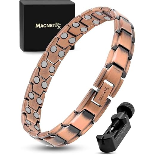 MagnetRX Pure Copper Magnetic Therapy Bracelet | Arthritis Pain Relief & Carpal Tunnel Relief Ultra Strength Copper Magnetic Bracelets for Men (Leo Style)