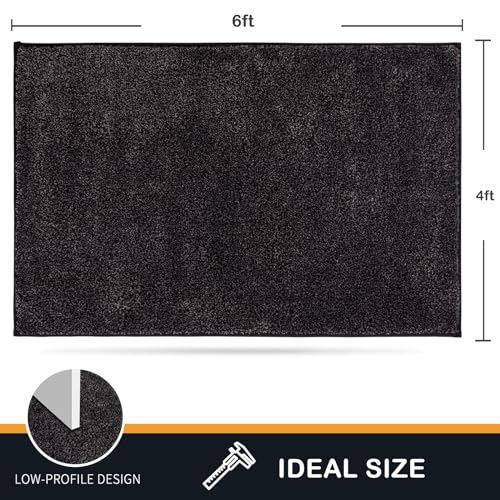 PURRUGS Easy Care Area Rug 4ft x 6ft, Non-Slip Machine Washable Entryway Rug, Dog Door Mat, Stain Resistant Accent Rug for Hallway, Living Room, Bedroom and Mudroom, Charcoal