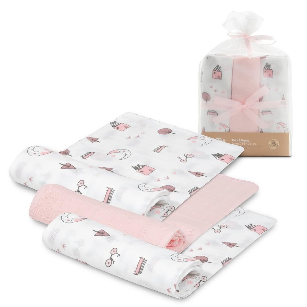 Interbaby Muselina Bambu Bebe 55x75cm | Gasas para Bebes Recien Nacidos, Lactancia, Toalla, Manta | Muselinas Bebe Cómoda, Suave, Transpirable