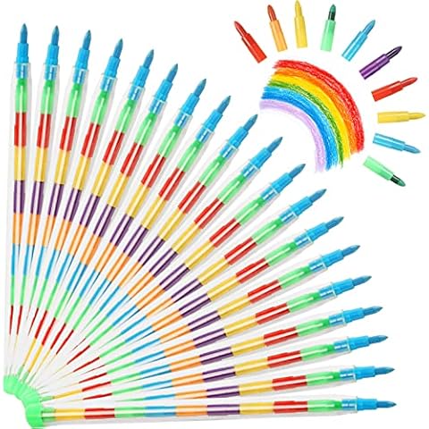 Vicloon 20PCS Stacking Rainbow Crayons Cover