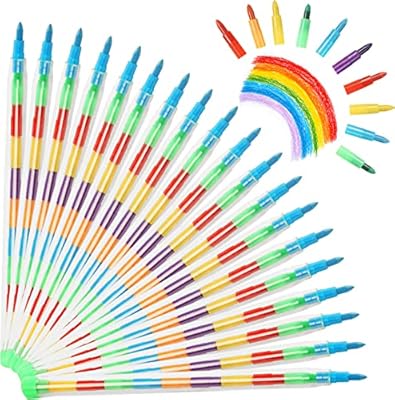 Vicloon 20 Piezas Crayones Apilables Lápiz de Colores para Niños 11 Colores en 1 Ceras para Colorear para Niños Como Regalo de Cumpleaños para Niños