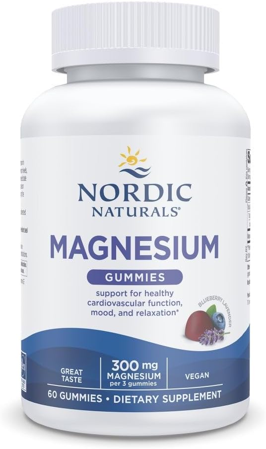 Magnesium Gummies for Adults, Blueberry Lavender Flavor - 60 Gummies - Vegan Magnesium Supplement for Mind, Mood, and Cardiovascular Support - Non-GMO - 20 Servings