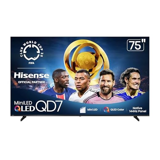 Hisense 75" Class QD7 Series Mini-LED 4K UHD Smart Fire TV (75QD7QF, 2025 Model) - QLED, Native 144hz, HDR10+, Dolby Vision, Dolby Atmos, Game Mode Pro, ALLM, Alexa Built in with Voice Remote, Black