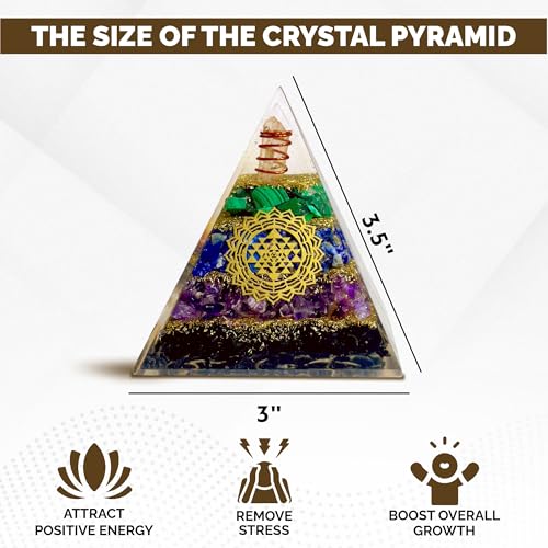 Image of Tourmaline Orgone Pyramid - Anxiety Relief & Energy Shield - Handcrafted Orgone Generator with Tourmaline, Amethyst, Lapis Lazuli & Malachite - Meditation Altar Decor & Gift