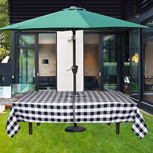 Image of EHouseHome Outdoor Indoor 60x84 inch Rectangle Tablecloth with Umbrella Hole and Zipper, Waterproof Zippered Patio Table Cloths, Spring /Summer Table Covers for Backyard Circular Table /BBQs /Picnic