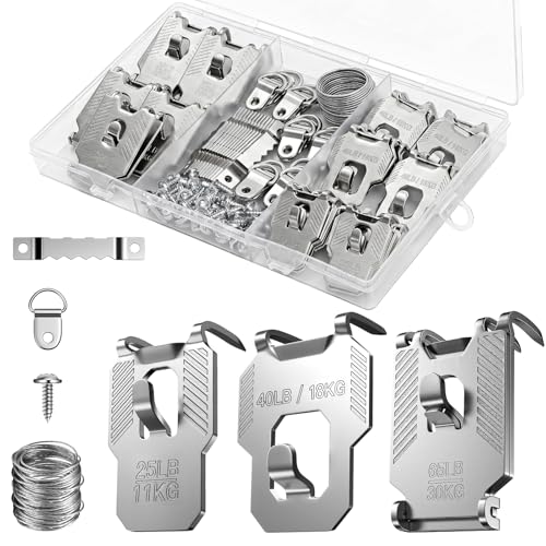Image of 111Pcs 25 40 65 LB Drywall Picture Hangers Claw Heavy Duty No Damage | Picture Hanging Hooks Hardware Kit Tool Free Wall Hanger for Room Office Sawtooth Wire Ring Mirror Photo Poster Frame