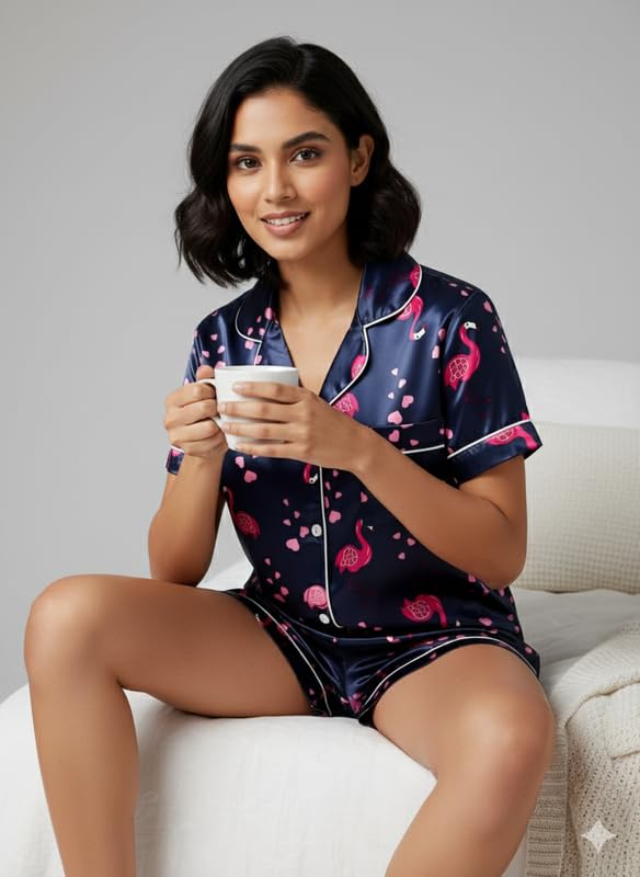 Image of Night Dress for Kids Girls, Button-Down Pajama Set Night Dress, Long Sleeve Top and Pants with Ruffle Trim, Textured Cotton Sleepwear for Lounging