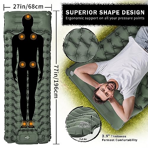 ROPODA Camping Mattress, Ultralight Sleeping Mat with Pillow, Built-in Foot Pump - Image 3