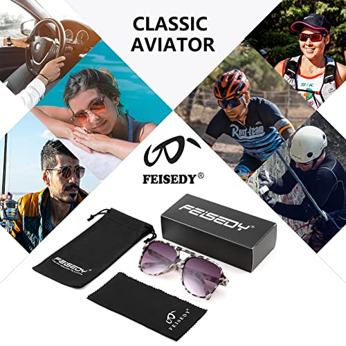 Image of FEISEDY Vintage Retro 70s Plastic Aviator Sunglasses Women Men Classic Large Squared Frame B2751