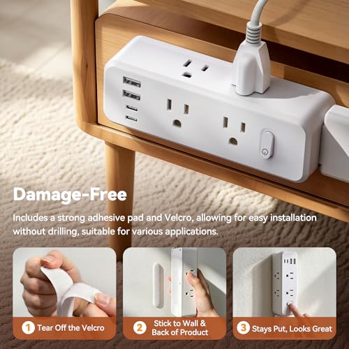 Extensión ZLOKLA OE-L0121 con 6 tomas y 4 puertos USB (2 USB-C), base extensible 22-35" con rotación de 360° miniatura 5