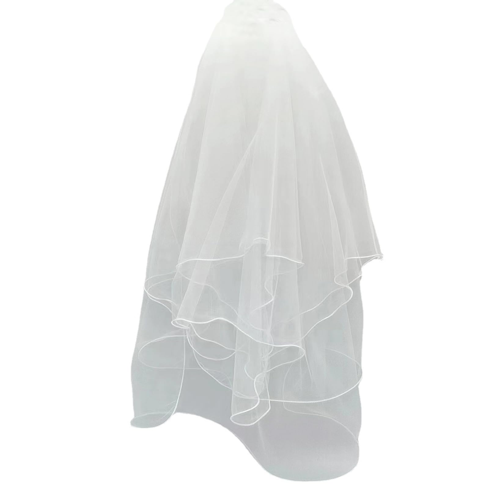 Velo da Sposa da Donna Lungo in Tulle con Perle e Pettine Fisso per Accessori per Feste di Matrimonio