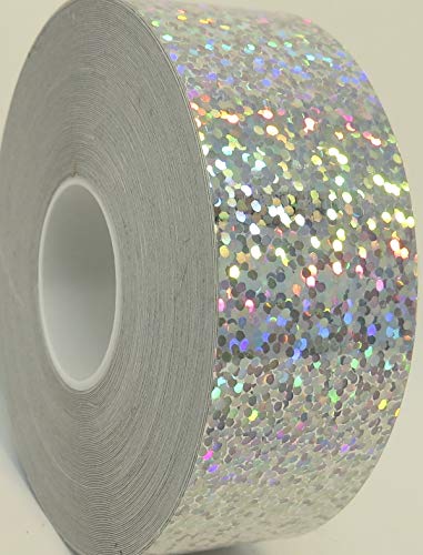Paper Street Plastics Roll of Sparkle Tape, 1 inch x 50 feet, Holographic Glitter, Sequins (Silver)