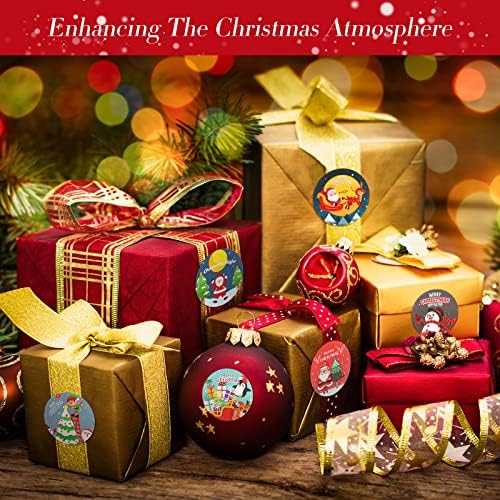 1000 Pcs Christmas Stickers ,Christmas Decorations with Santa Claus,Snowman,2 Roll Merry Christmas Stickers for Envelope Stickers,Presents Decorative,Card Making, 2.5cm