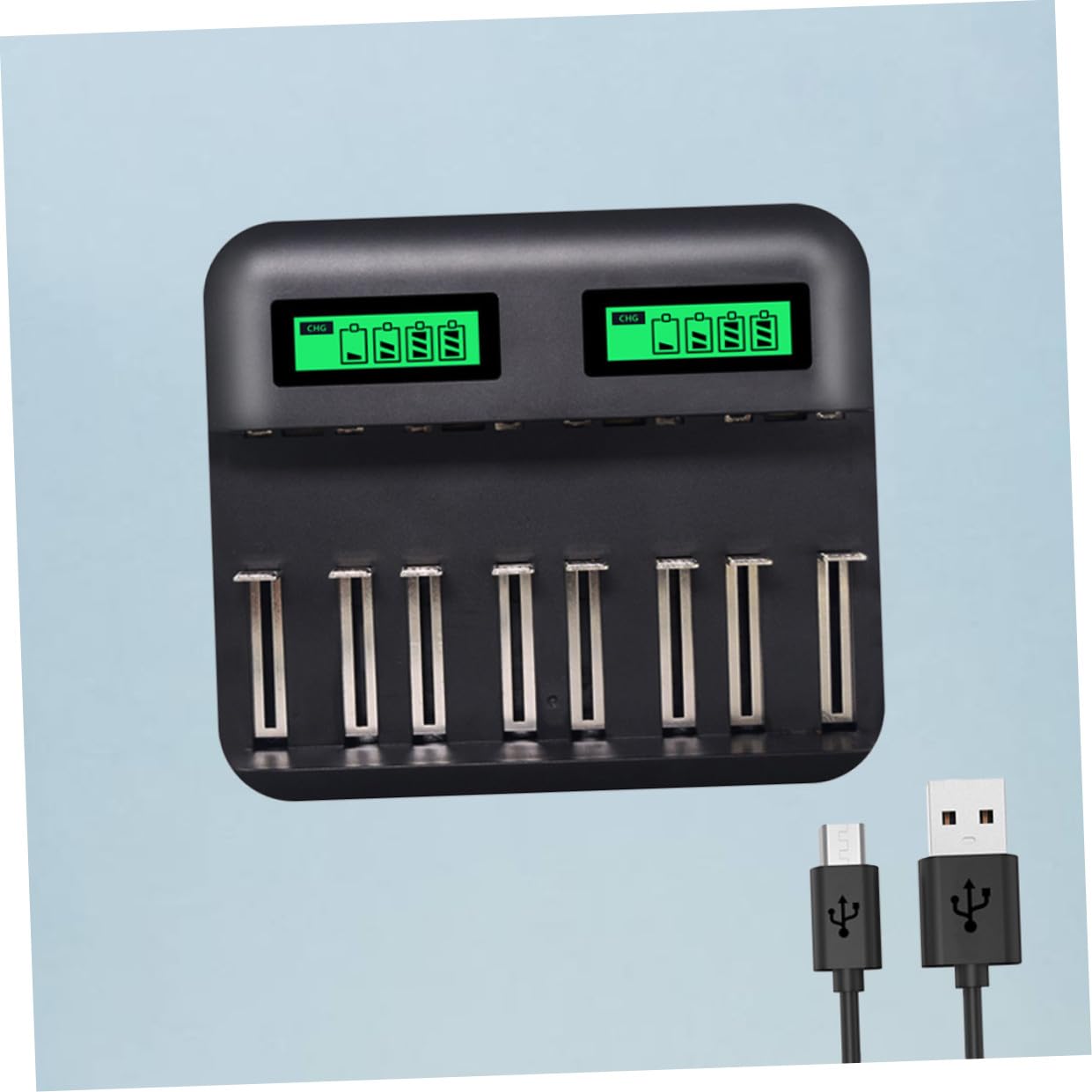Chargeur Batterie Intelligent Emplacements USB pour Piles AA AAA Écran LCD Multifonction Protections Multiples Charge Indépendante Rapide