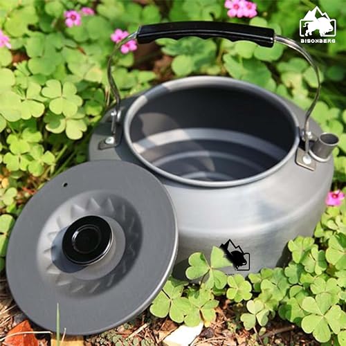Image of BISONBERG 0.8L Portable Water Kettle Water Pot | Teapot Coffee | Tea Kettle Outdoor Camping Hiking Picnic Pot - Aluminum Alloy (Orange)