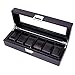 Caja de reloj grande para hombres, caja de almacenamiento de 6 relojes de cuero de fibra de carbono, almacenamiento organizador de exhibición con hebilla de metal con cierre superior de vidrio K1