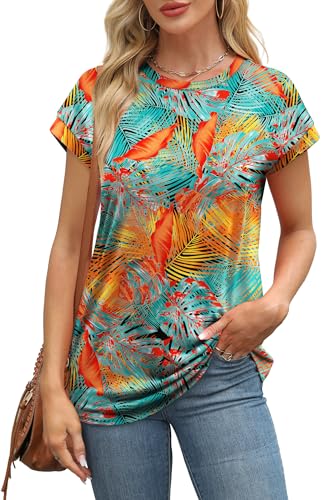 Image of Alaroo Womens Summer Tops Short Sleeve Shirts Crew Neck Tshirt Cute Trendy Tunic Blouses (S-3XL)