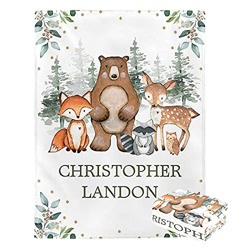 Personalized Baby Blanket with Name Animals Custom Baby Blankets for Girls with Name Baby Boy Gifts Baby Products Super Soft Blankets for Newborns Nursery Decor Neutral