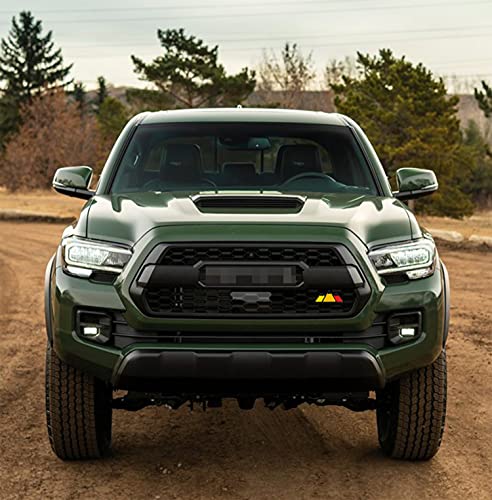 Image of Truck Grille Accessories Tri-Color Grille Snow Mountain Shape Emblem Decoration Accessories Car Truck Label Compatible with Tacoma 4Runner Tundra Sequoia Rav4 Highlander(Red,Orange,Yellow)