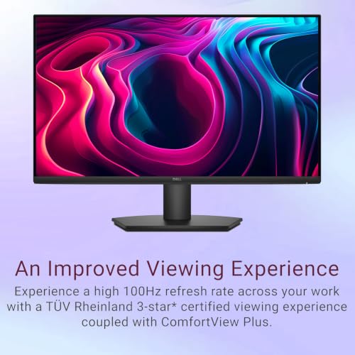 Image of Dell 27 inch Monitor, FHD (1920 x 1080), 100Hz, IPS Panel, AMD FreeSync, 5ms, VESA, Low Blue Light, Flicker Free, Anti-Glare, HDMI & VGA, Comfortview Plus, Ultra-Thin bezels, Tilt Adjustment, Black