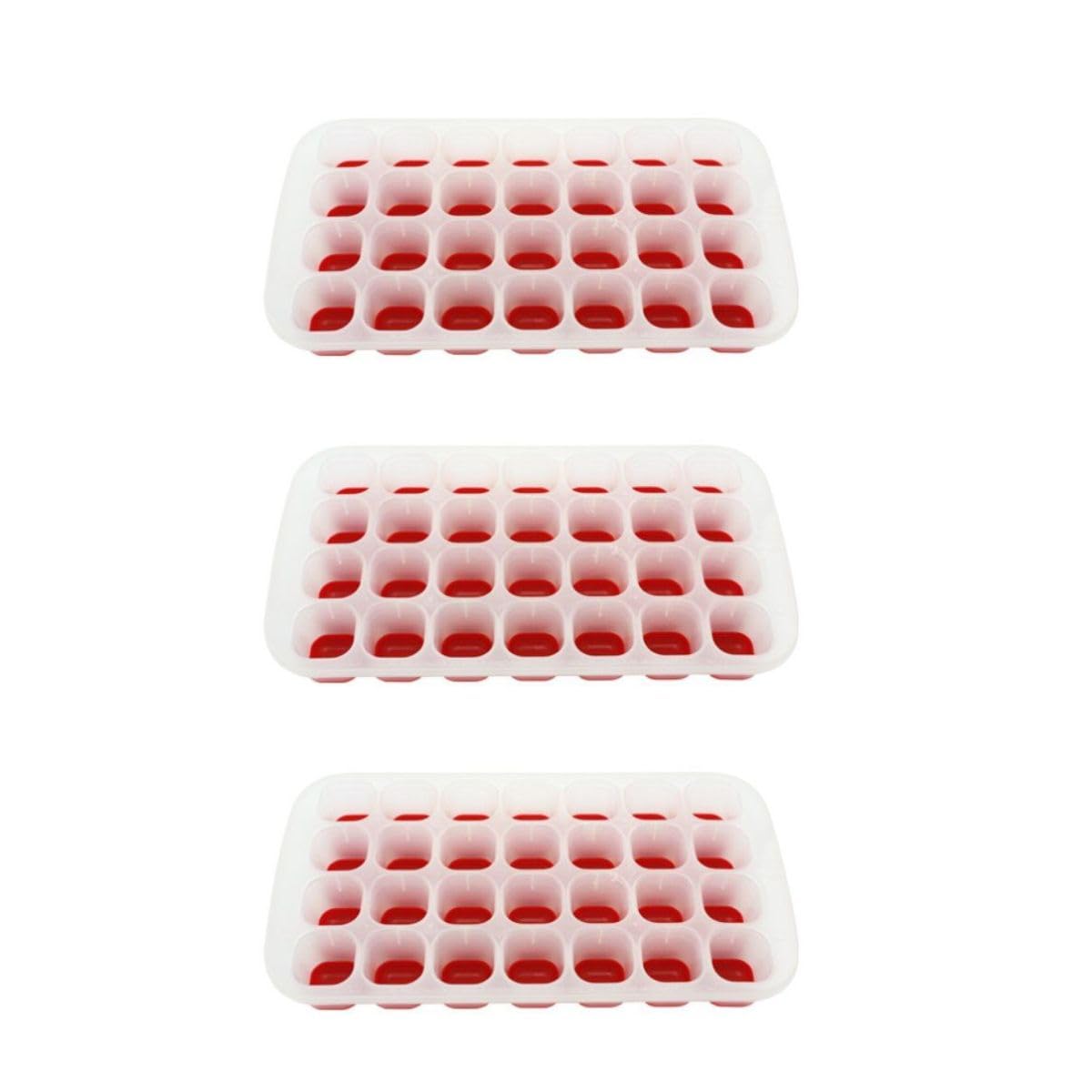 Fackelmann 9910450 Set of 3 Ice Cube Tray, Pink Ice Cube Tray, 28 Ice Cube Tray, 28 Ice Cube Tray, Plastic, Silicone, 28 x 15 x 3.5 cm