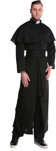 Miniatura 4 de Colorful House Disfraz de sacerdote para adultos, traje de monje sacerdote para hombre