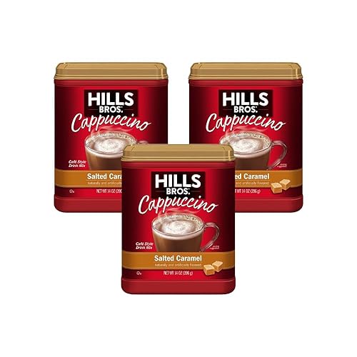 Hills Bros Capuchino de caramelo salado, 14 onzas (paquete de 3)