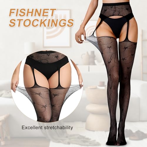 Image of Chalier Fishnet Stockings Lace Tights Thigh High Stockings for Women