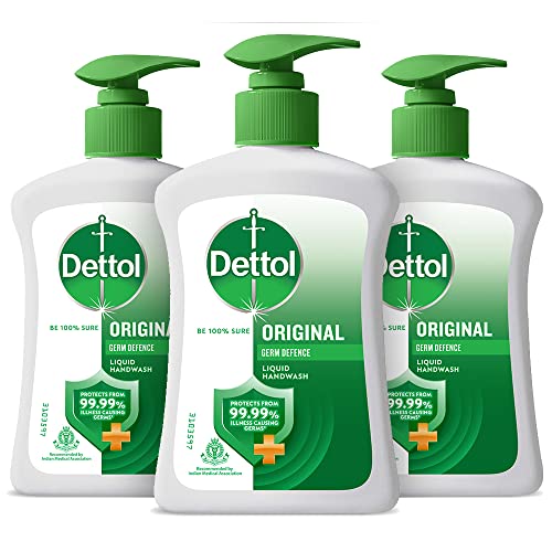 Image of Dettol Liquid Handwash Dispenser Bottle Pump (Pack of 3-200ml each) & Dettol Liquid Handwash Refill - Original Germ Protection Hand Wash- 900ml