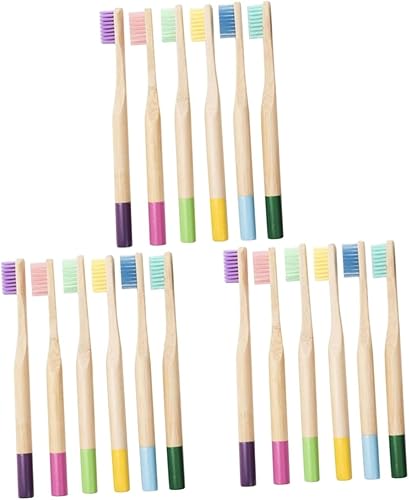 HEALLILY 18 Pcs Wooden Toothbrushes Travel Oral Kids Tooth Brush Cleaning Toothbrushes Adult Bulk Toothbrushes Bamboo Charcoal Organic Child