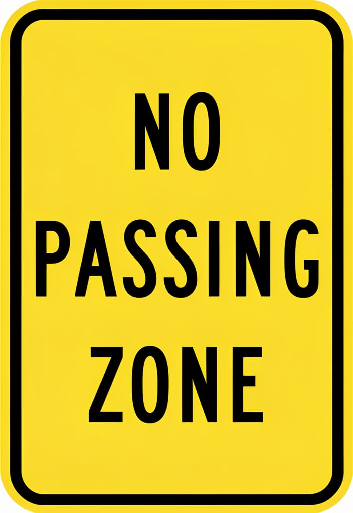 peiyeety No Passing Zone Tin Sign 12x8 Inch, Yellow and Black Metal Warning Sign, Vintage Traffic Style Wall Decor for Garage, Man Cave, Workshop, Road Safety Theme, Gift Idea