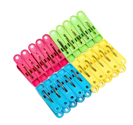Mr. Gadget's Solutions Colorful Plastic Clothes pegs Heavy Duty Laundry Clothes Pins Clips Air-Drying Clothing Pin Set With Durable Spring Non Slip, Delicate Mixed Colours-20 Packs