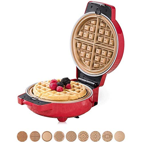 DX Waffeleisen 850W Sandwich Toaster mit leicht zu reinigenden Antihaft-Beschichtungsplatten, rutschfesten Gummifüßen…