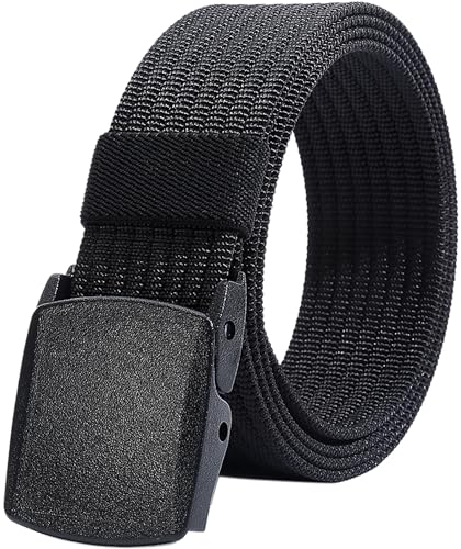 Image of LionVII Men's Nylon Belts - Breathable Webbing Canvas Belt with Plastic Buckle, Adjustable Trim to Fit 28-49 inch Waist