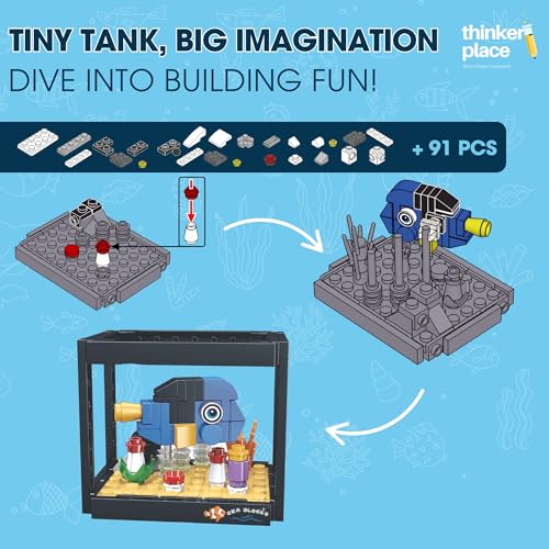 Image of 8-in-1 Dream Ocean Fish Tank Blue Damselfish (91 Pieces) | Learn About Marine Life | Building Block Set for Kids Age 6+ | STEM Educational Toy | Build, Collect & Create a Big Fish Tank
