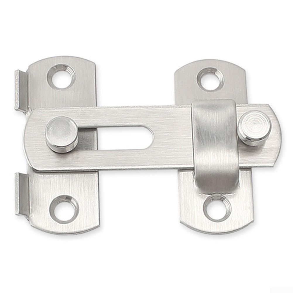 Thickened Stainless Steel Door Latch with Hook and Eye Closure for Cabinet, Shed, Barn, and Window Safety Lock (large flat Angle)