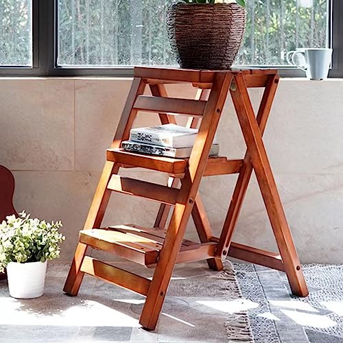 Taburete plegable de madera multicolor y escalera auxiliar para biblioteca casera 6