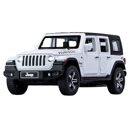 Awestuffs 1:32 Scale Model Car Exclusive Alloy Metal Pull Back Die-cast Jeep Wrangler Rubicon Toy Car with Openable Doors & Light Music for Gifts and Décor(Wrangler Rubicon White)