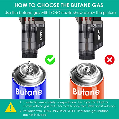Torch Lighter, Cigar Lighter, Triple Jet Flame Torch Lighters, Windproof Butane Refillable Gas Torch Lighters With A Gift Box, 2 Pack (Without Gas) #TOP5