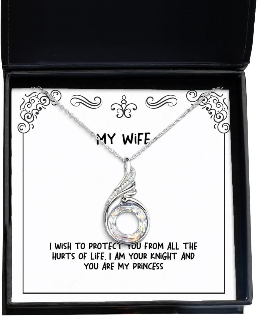 I Wish to Protect You from All The Hurts of Life, I am Your Knight Rising Phoenix Necklace, Wife Present from Husband, Epic Jewelry for Wife