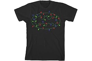 Batman Christmas Lights Logo Toddler Boy to Youth Boy T-Shirt