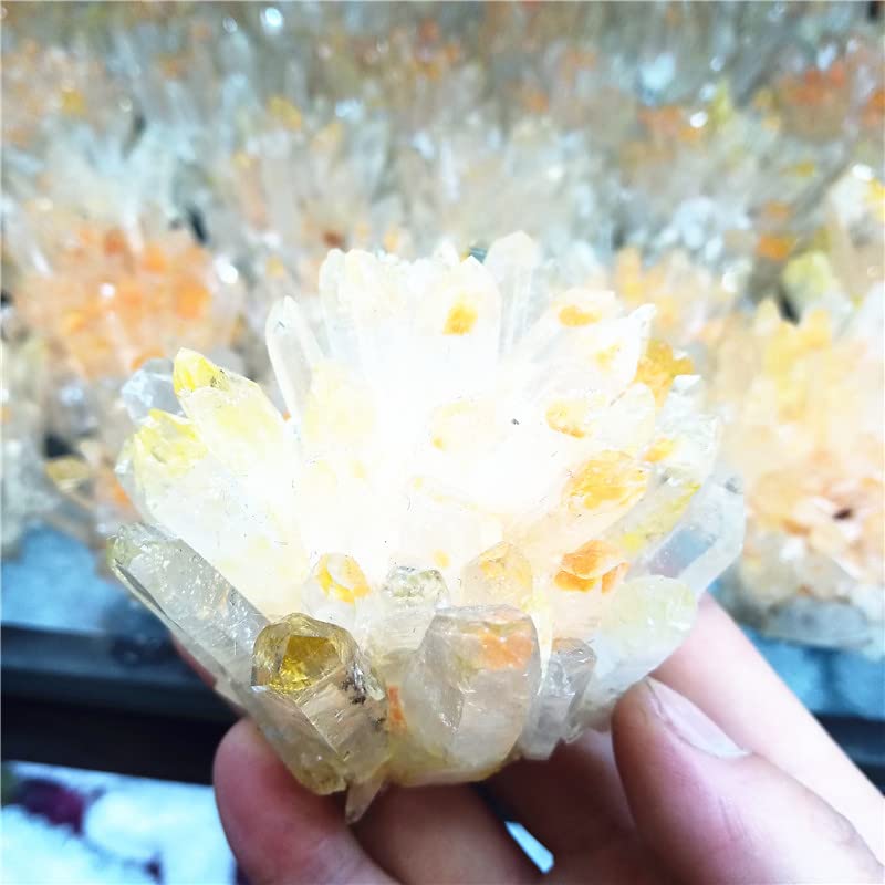Améthyste jaune naturelle HUNTVE : géode et amas de quartz vert clair unique - 2