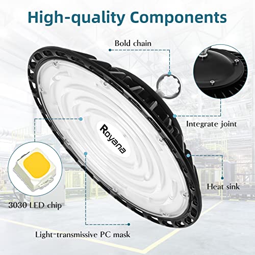 100W Led High Bay Light , 6000K Garage Lights High-Light Ceiling Led With 1.2M Cable 110V Plug Ufo High Bay Led Light Commercial Grade Lighting 10000Lm Shop Lights For Factory Warehouse Workshop #TOP2
