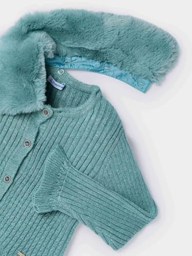 Mayoral Faux Fur Collar Cardigan for Girls H. Emerald2
