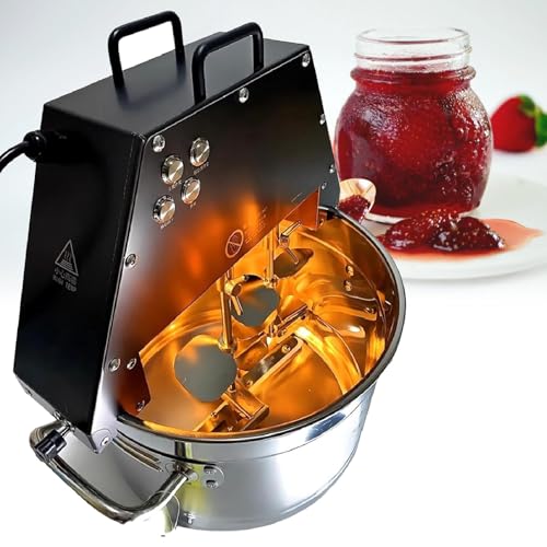 VNATWGOO Stainless Steel Jam Stirring Pot, Automatic Pot Stirrer, Electric Food Mixer Pot, Double Stirring Blade Stirrer, with LED Lighting and Turbine Blower,220V